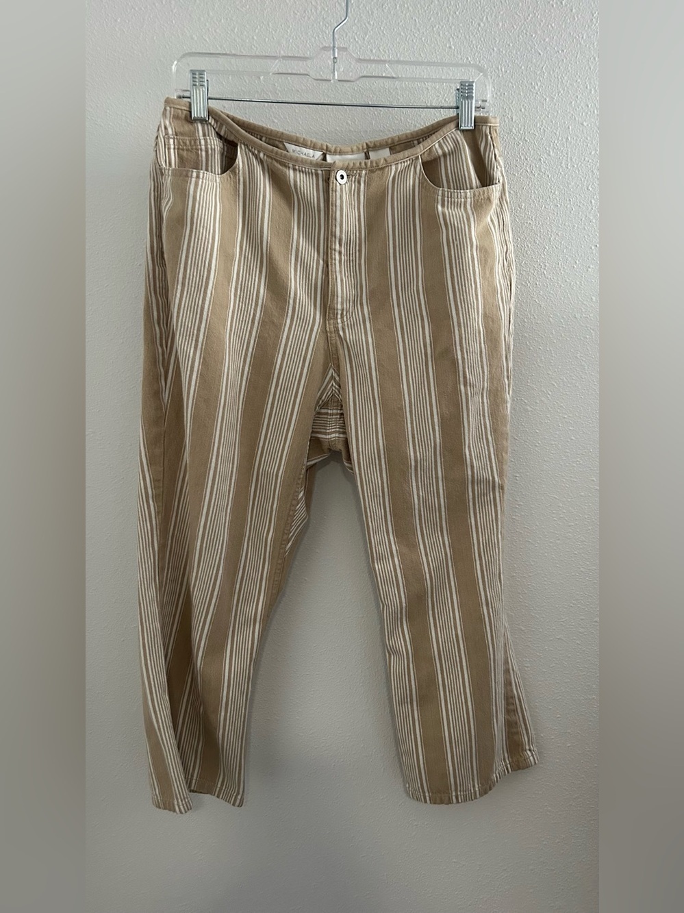 Liz Claiborne Beige and White Striped Chinos
